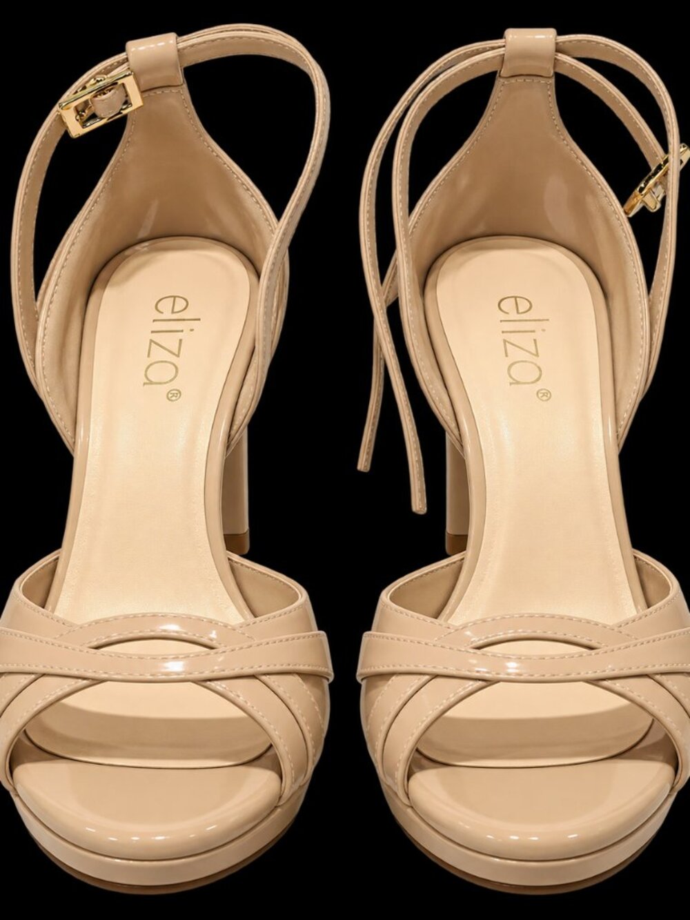 Elizee Nude Patent Italian Leather Strappy Heels Size 39
